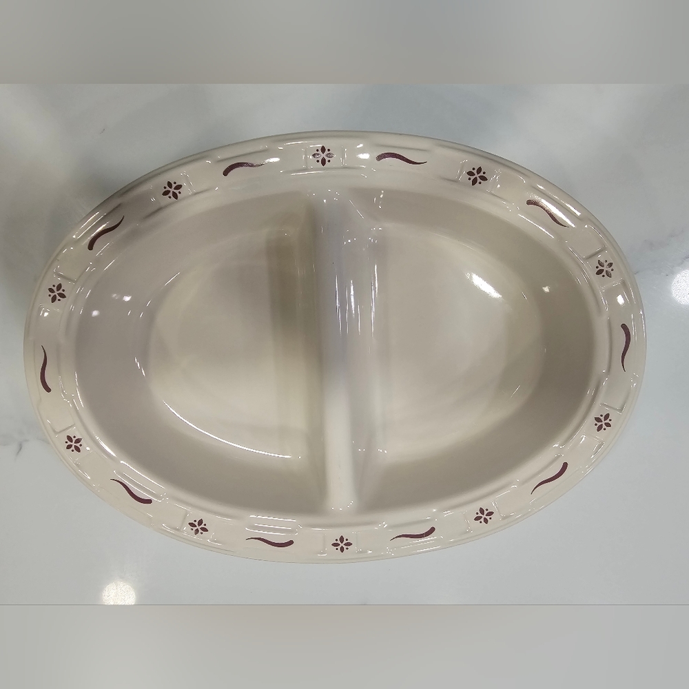 Longaberger Pottery Woven Traditions - Heritage Red divided casserole dish